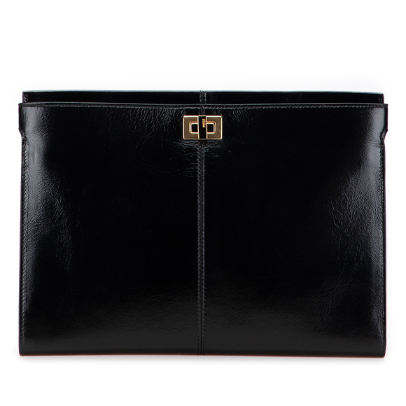 Pre-Loved Fendi Glazed Calfskin Slim Peekaboo Turn Lock Clutch - Picture 1 of 9